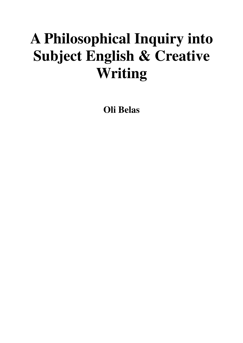 PDF A Philosophical Inquiry into Subject English Creative Writing