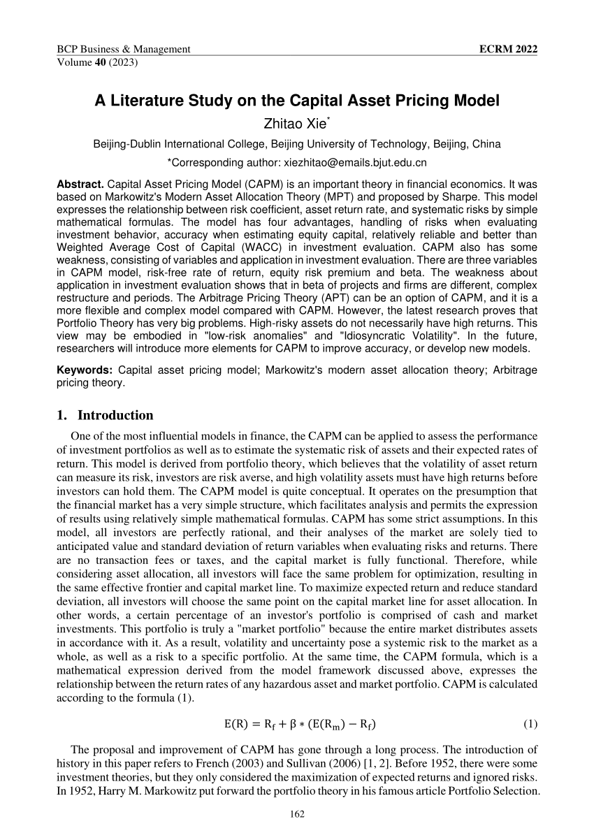 asset pricing model dissertation example