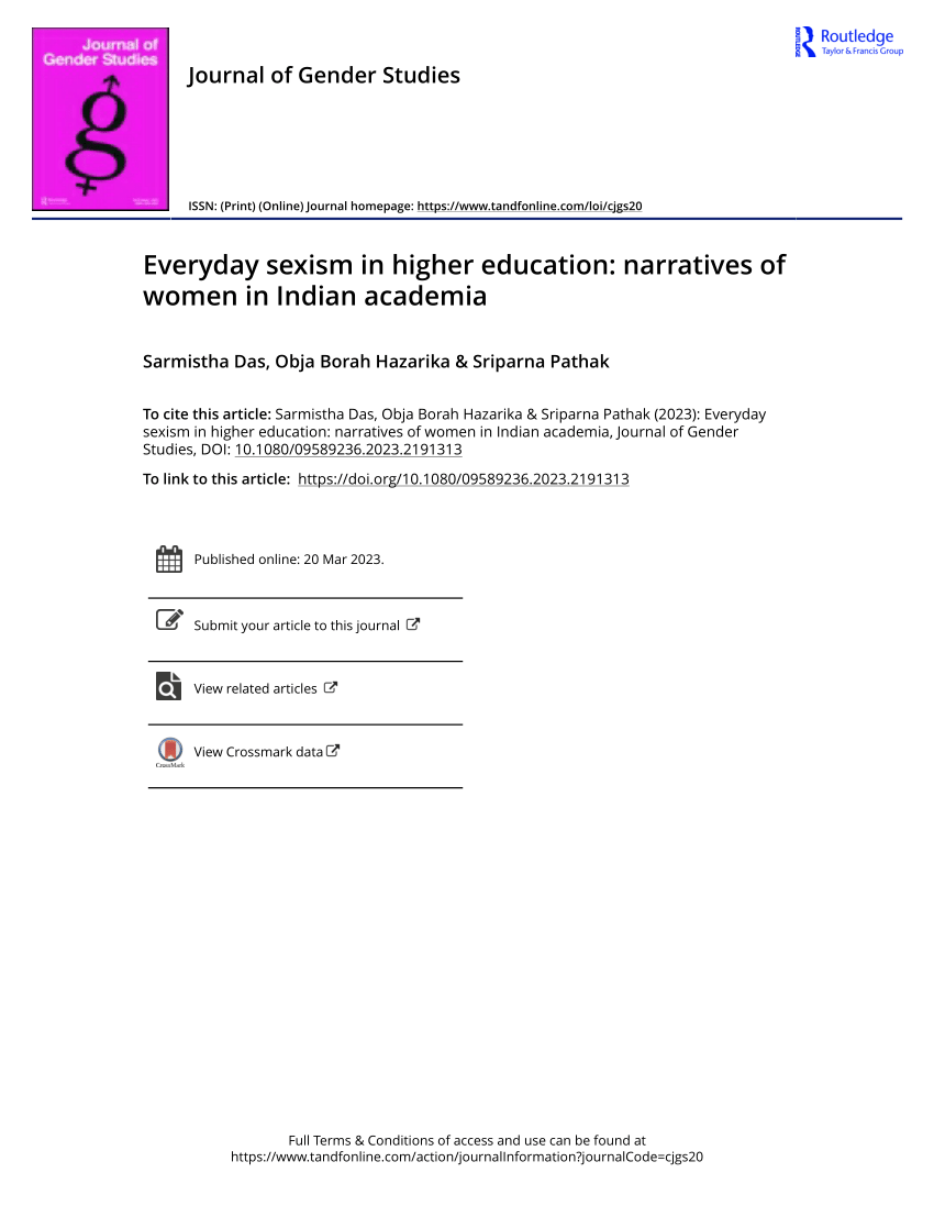 Pdf Everyday Sexism In Higher Education Narratives Of Women In Indian Academia 