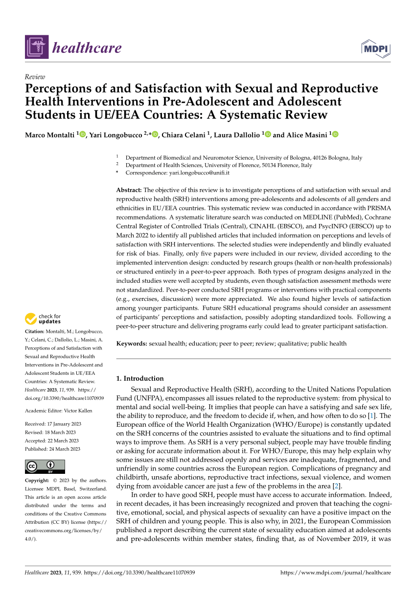 Pdf Perceptions Of And Satisfaction With Sexual And Reproductive Health Interventions In Pre