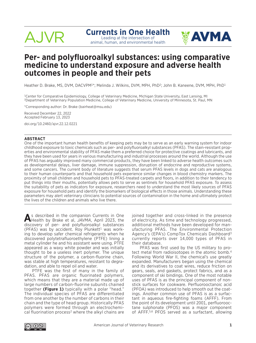 Domestic Dogs and Horses as Sentinels of Per- and Polyfluoroalkyl