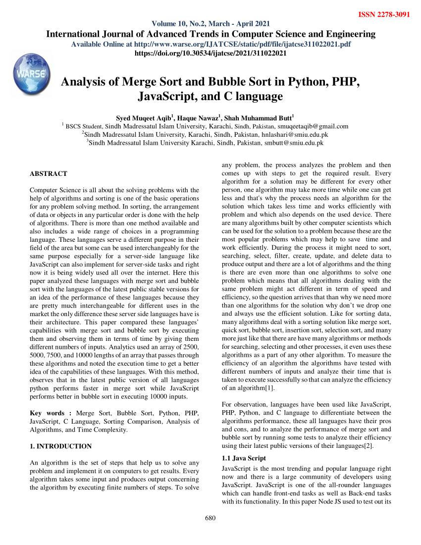 Bubble Sort, PDF, Software Engineering