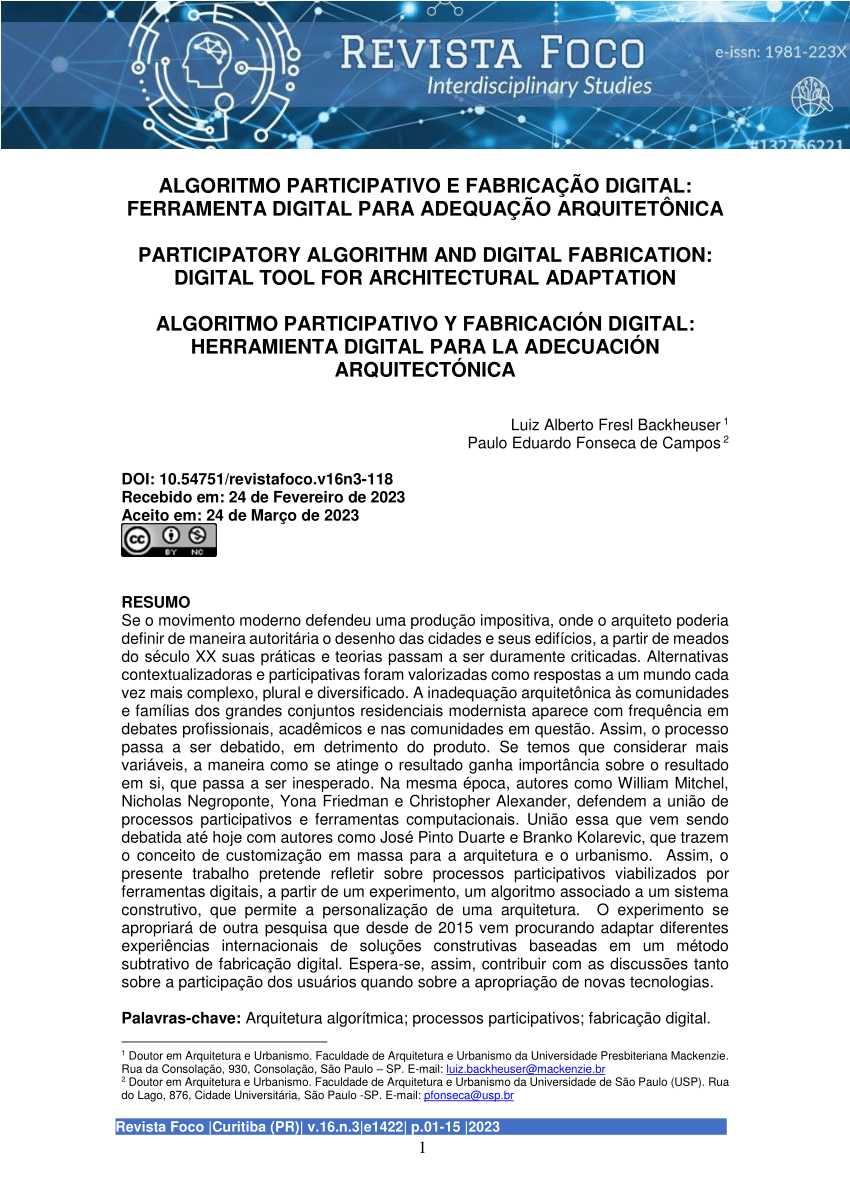 Algoritmos participativos: metodologia para a customização arquitetônica