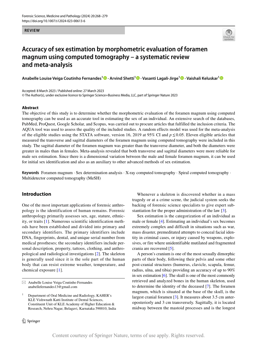 Accuracy Of Sex Estimation By Morphometric Evaluation Of Foramen Magnum Using Computed