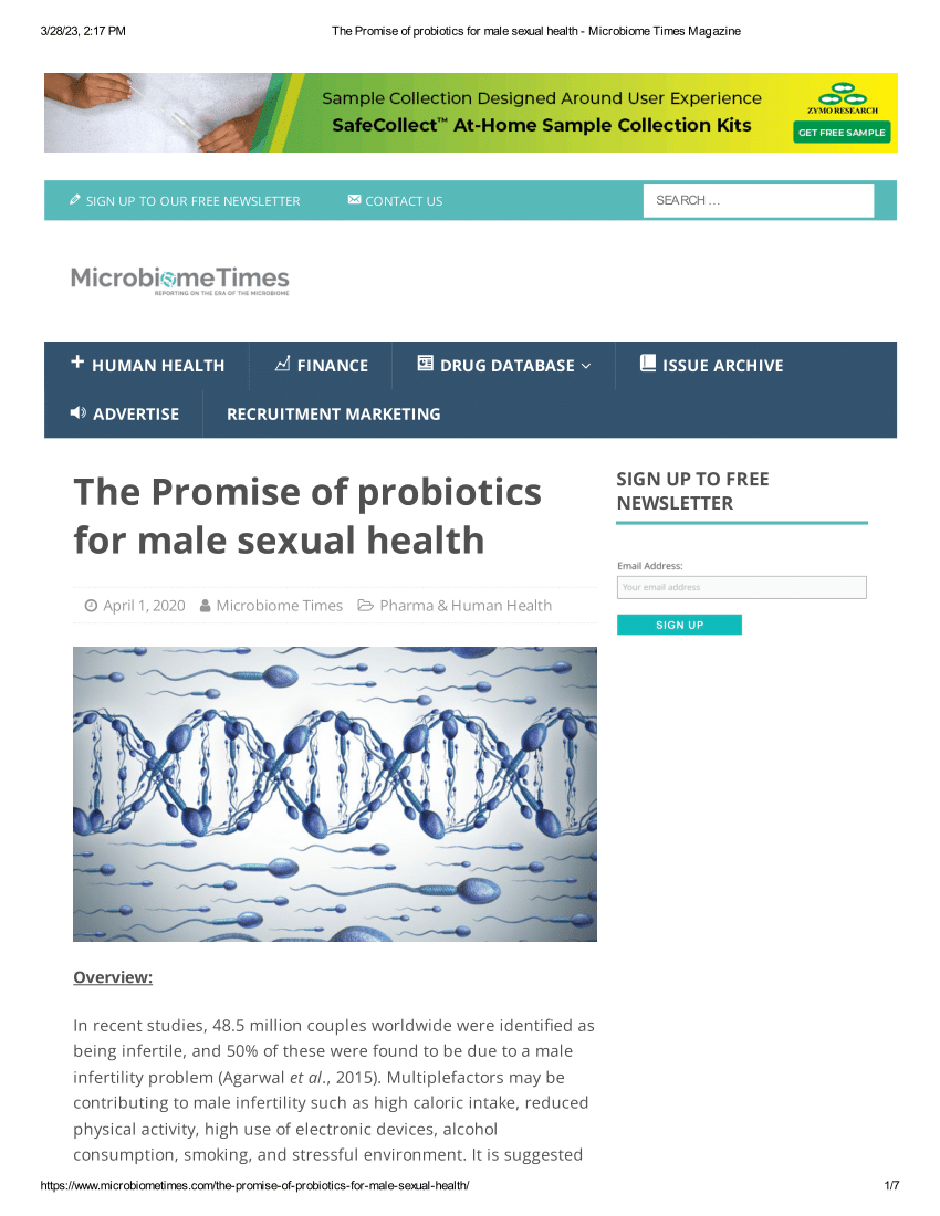 Pdf The Promise Of Probiotics For Male Sexual Health Microbiome Times Magazine