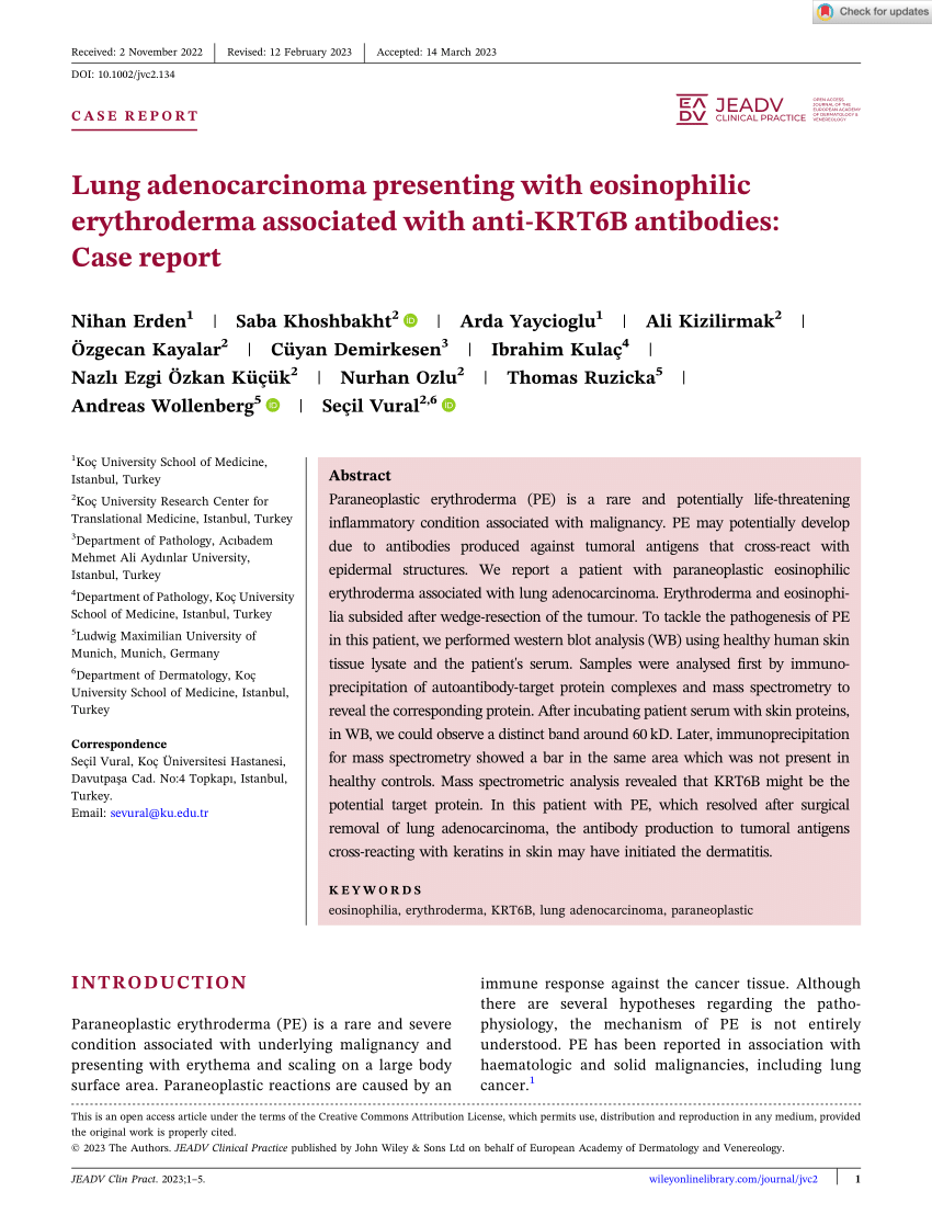 (PDF) Lung adenocarcinoma presenting with eosinophilic erythroderma ...