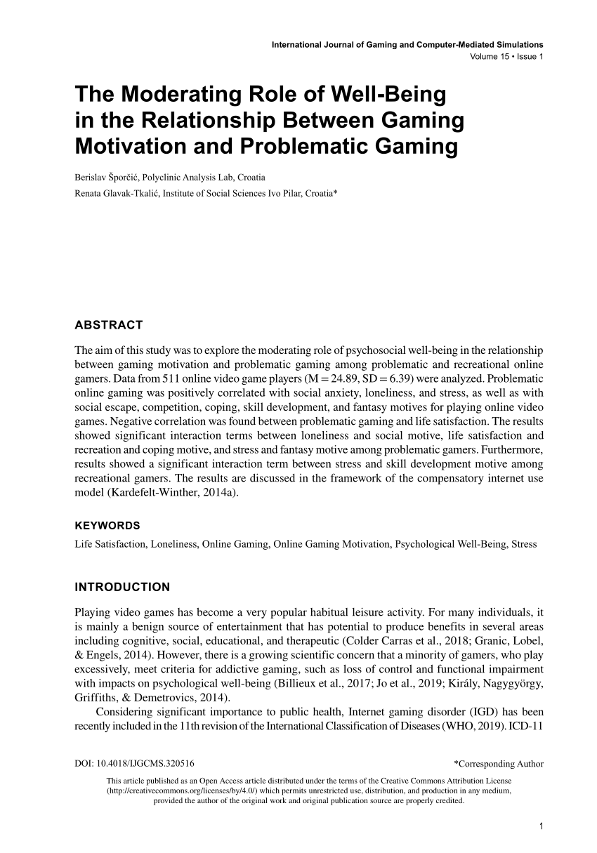 PDF) A Vacation from Your Mind: Problematic Online Gaming Is a Stress  Response