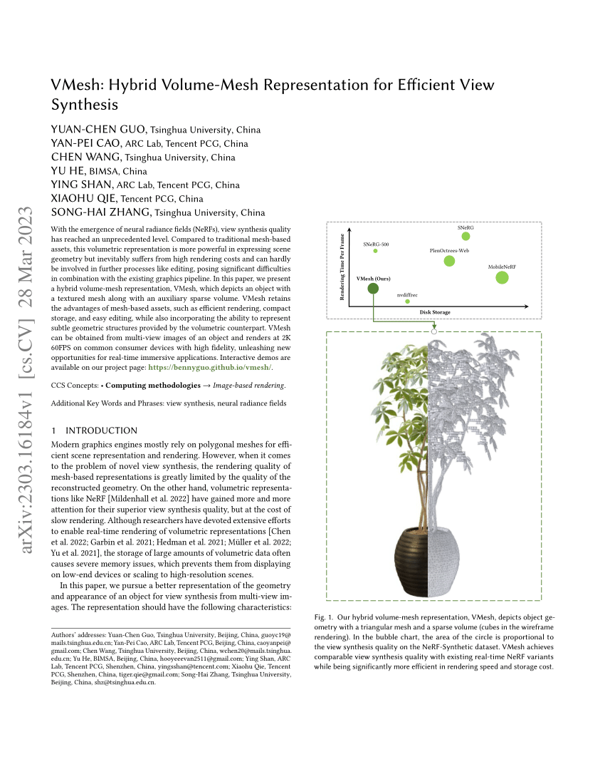 (PDF) VMesh Hybrid VolumeMesh Representation for Efficient View Synthesis