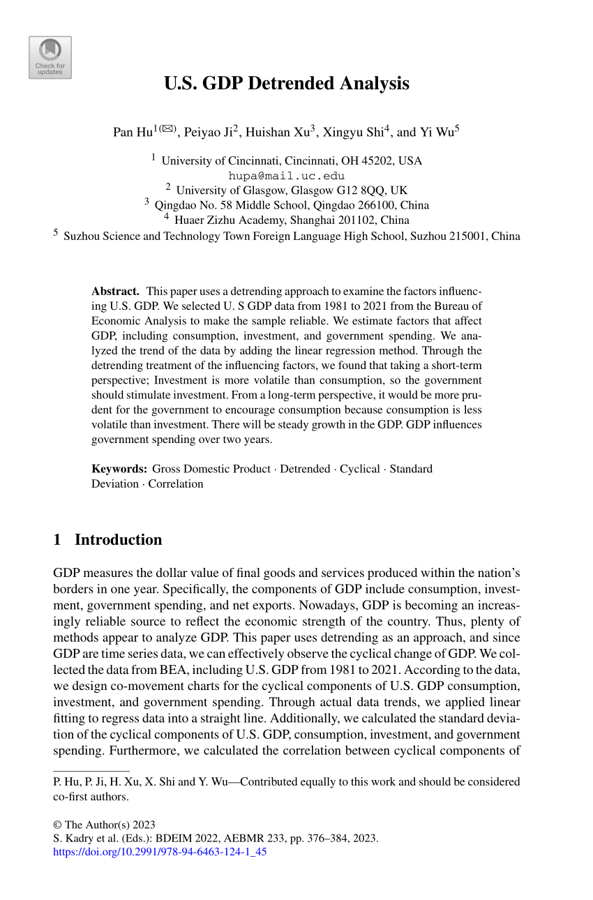 (PDF) U.S. GDP Detrended Analysis