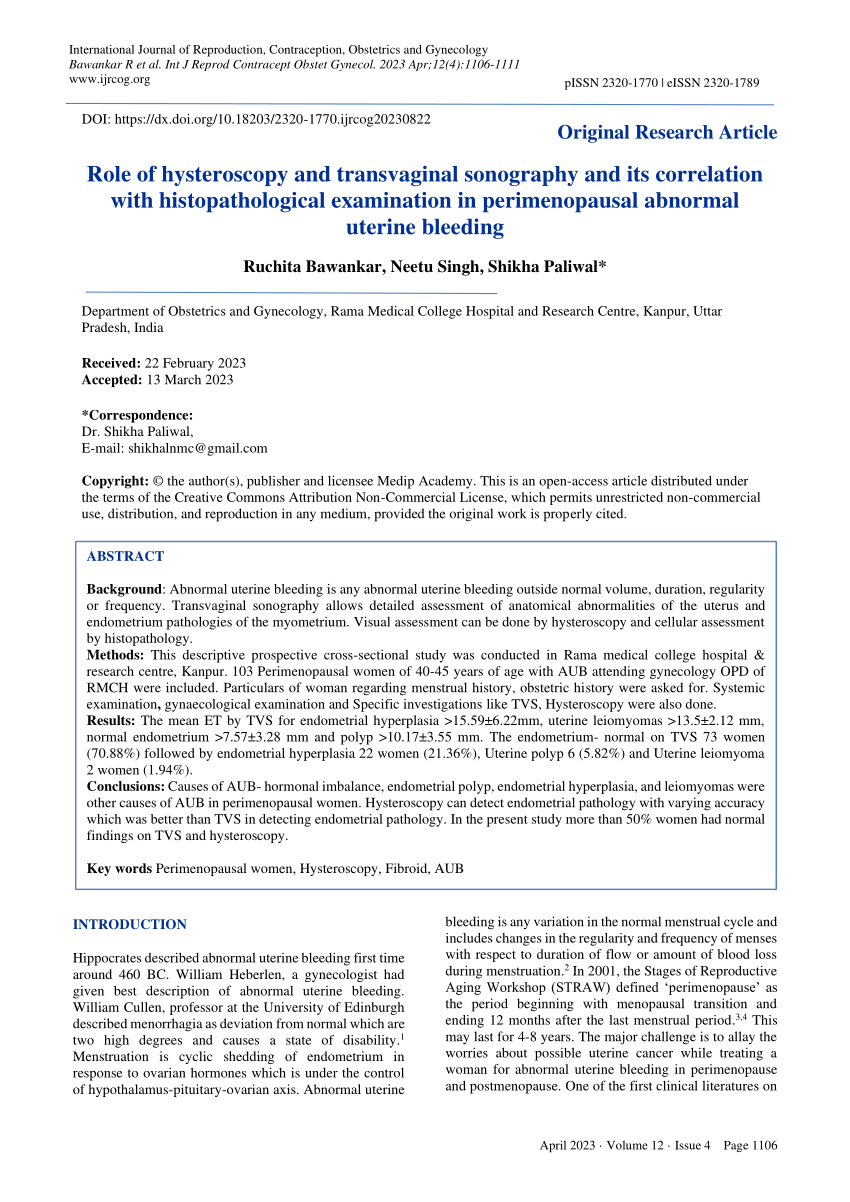 Abnormal Uterine Bleeding in Perimenopausal and Postmenopausal