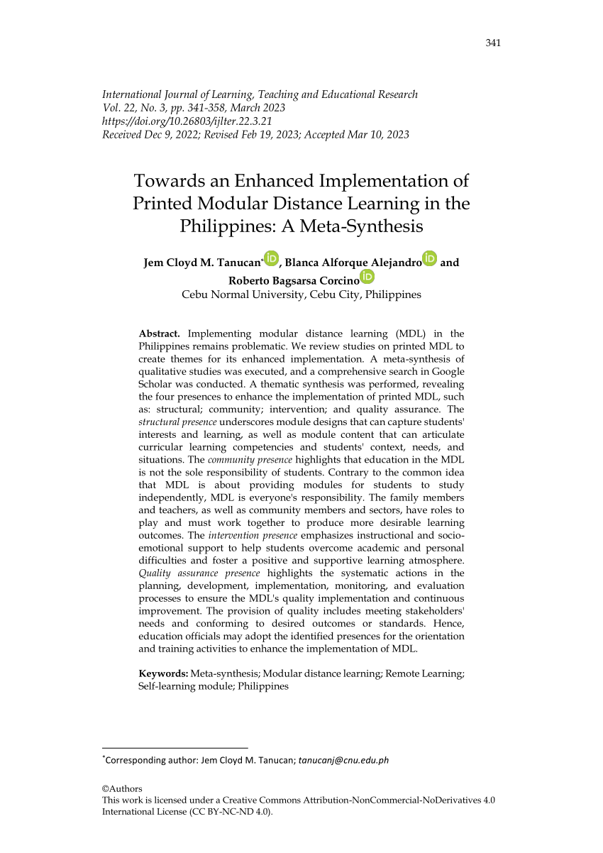 research paper about modular distance learning in the philippines