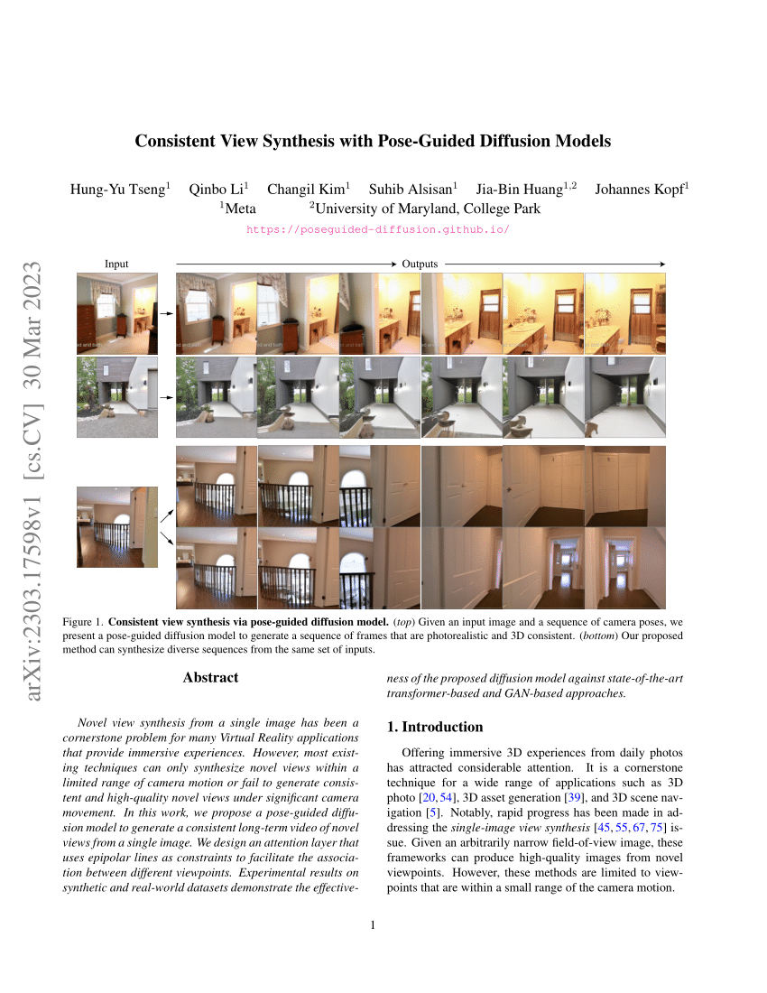 PDF) Consistent View Synthesis with Pose-Guided Diffusion Models