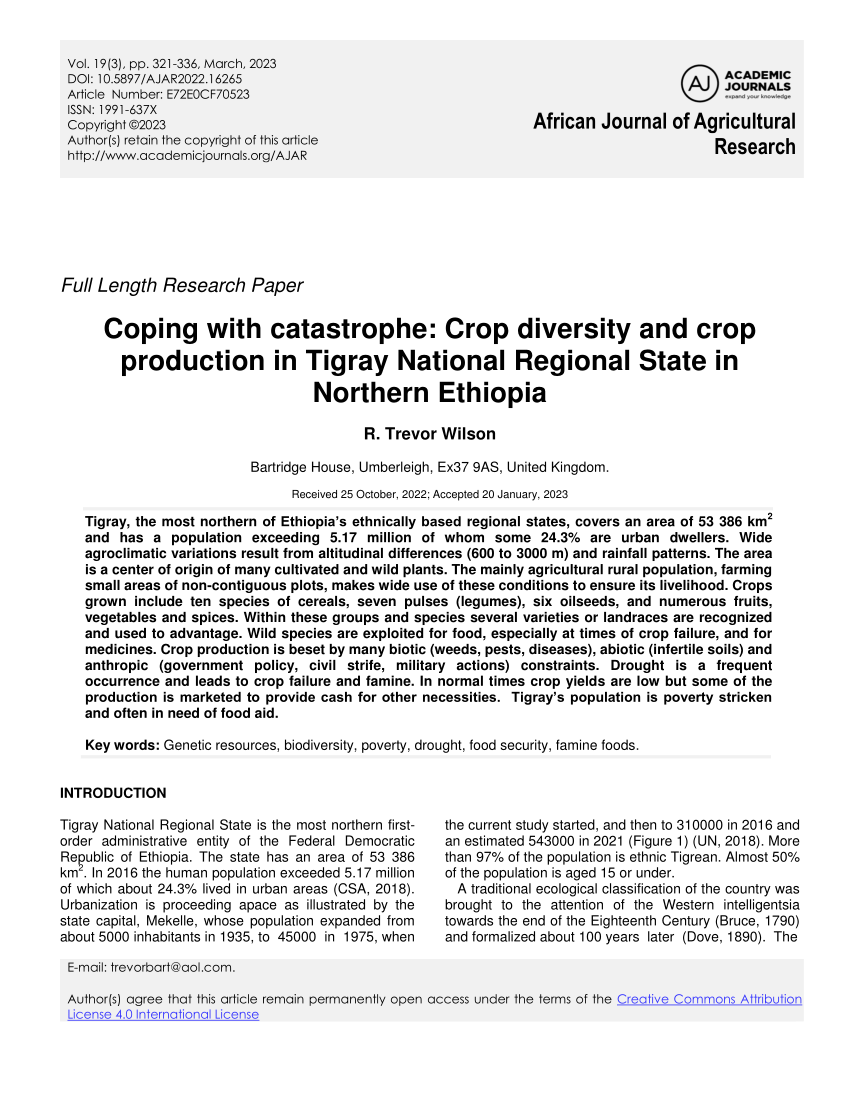 Pdf Coping With Catastrophe Crop Diversity And Crop Production In