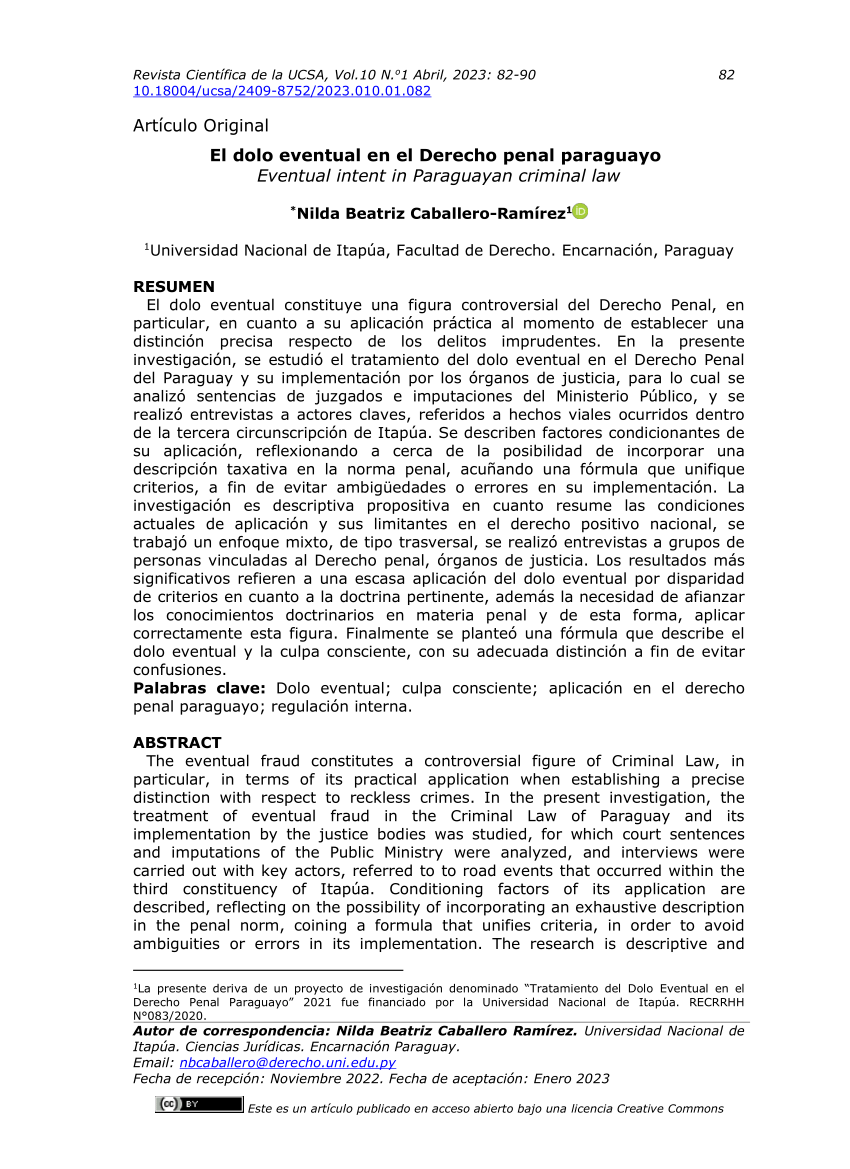 (PDF) El dolo eventual en el Derecho penal paraguayo