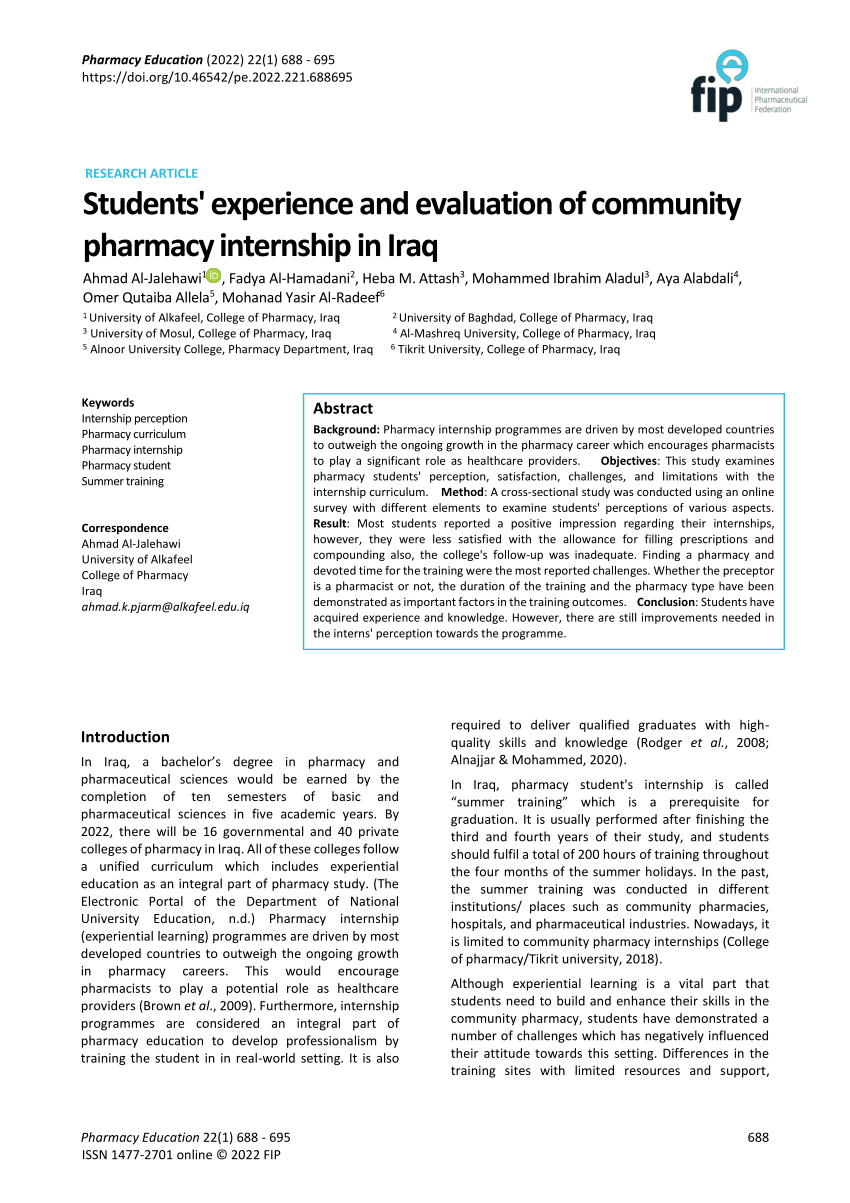 (PDF) Students' experience and evaluation of community pharmacy