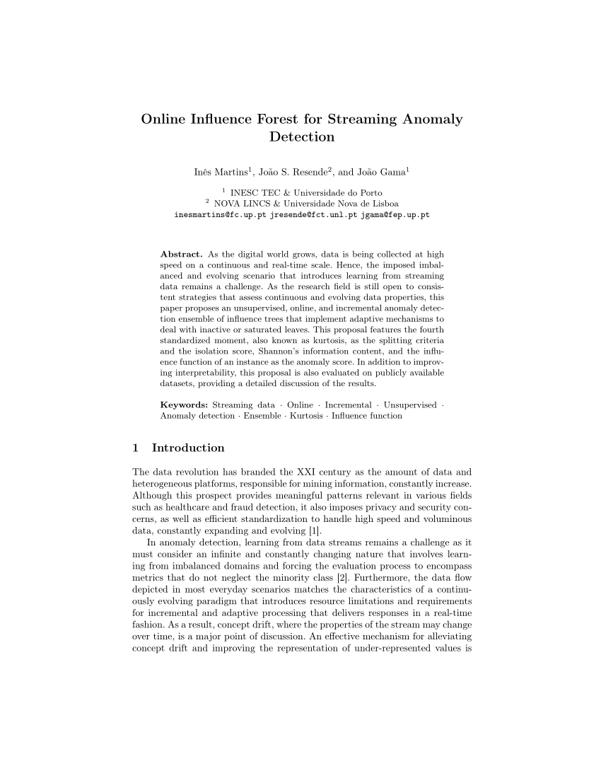 PDF) Online Influence Forest for Streaming Anomaly Detection