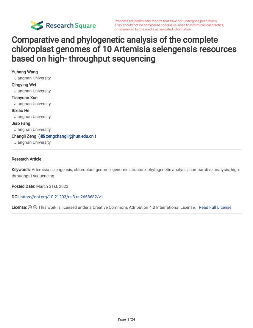 pdf-comparative-and-phylogenetic-analysis-of-complete-chloroplast-genomes-from-five-artemisia