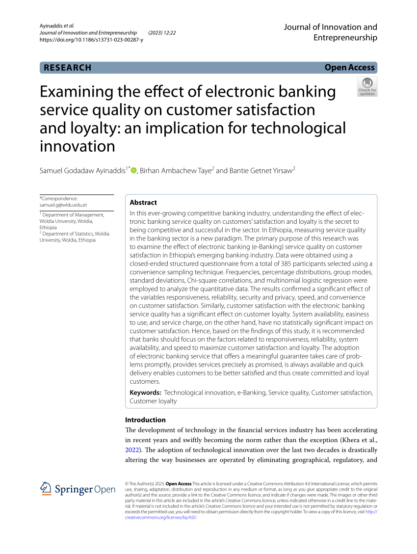 Pdf Examining The Effect Of Electronic Banking Service Quality On Customer Satisfaction And 7657