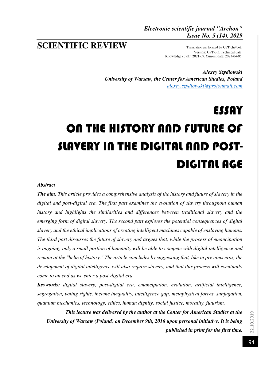 enslavement of man by technology essay