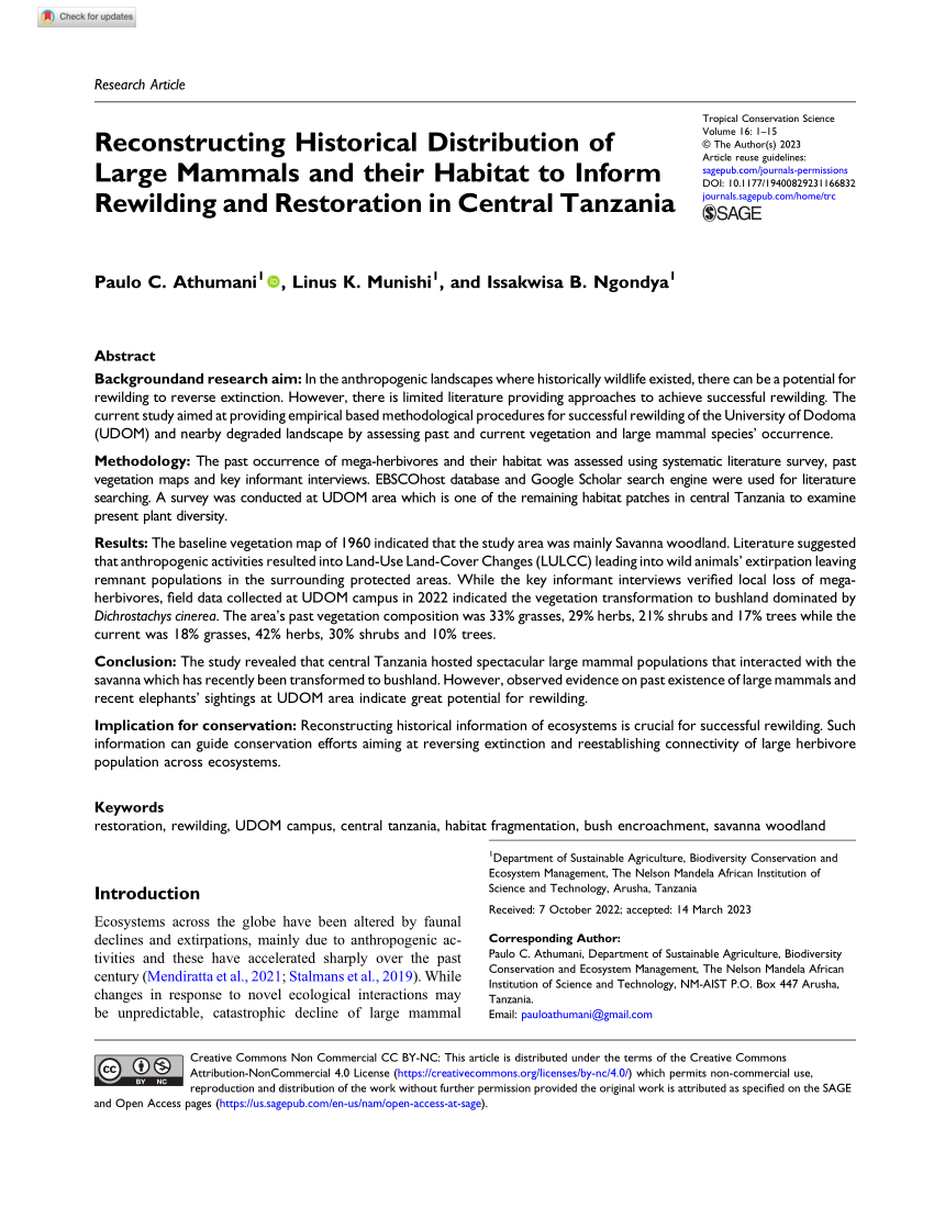 (PDF) Reconstructing Historical Distribution of Large Mammals and their