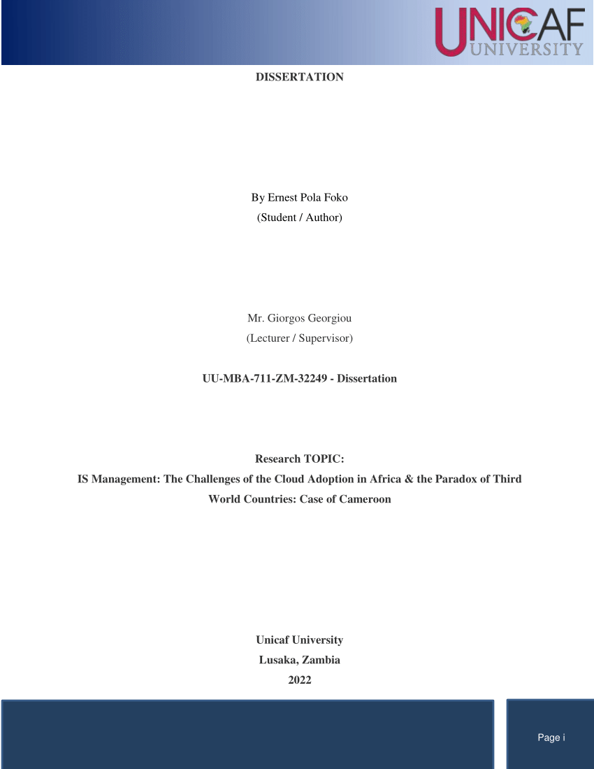 unicaf dissertation pdf