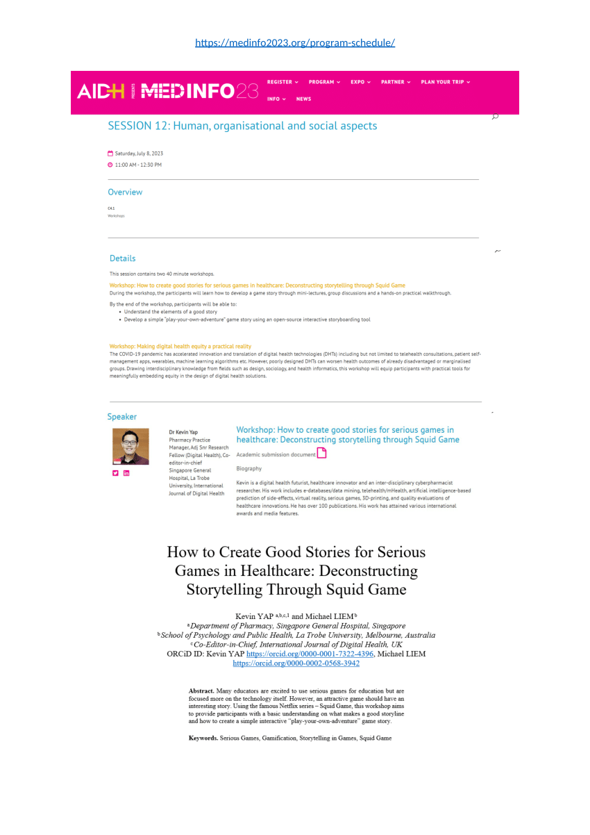 PDF) Workshop: How to Create Good Stories for Serious Games in Healthcare:  Deconstructing Storytelling Through Squid Game