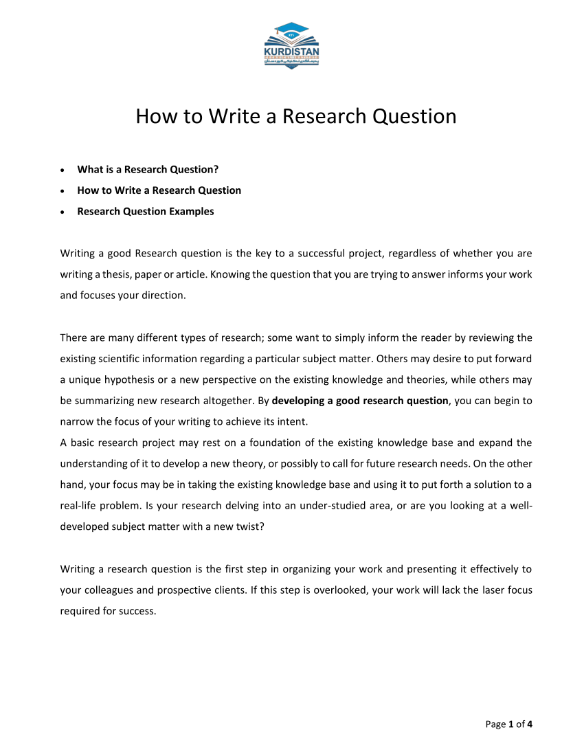 easy way to write research question