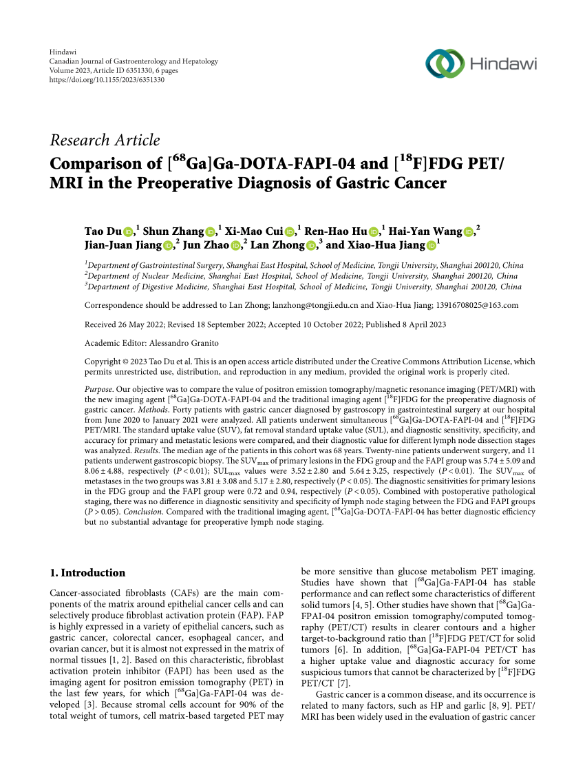 Pdf Comparison Of Ga Ga Dota Fapi And F Fdg Pet Mri In The Preoperative Diagnosis Of