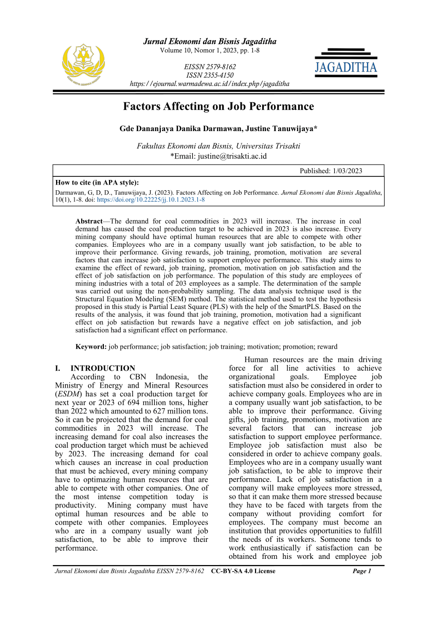 research articles on job performance