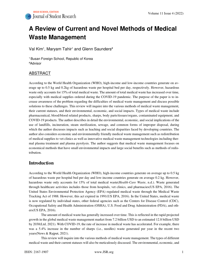 medical waste management practices case study