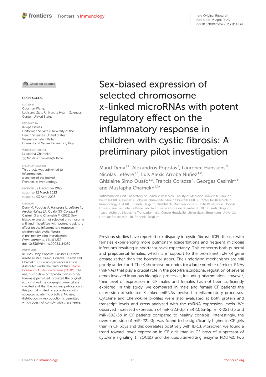 Pdf Sex Biased Expression Of Selected Chromosome X Linked Micrornas With Potent Regulatory