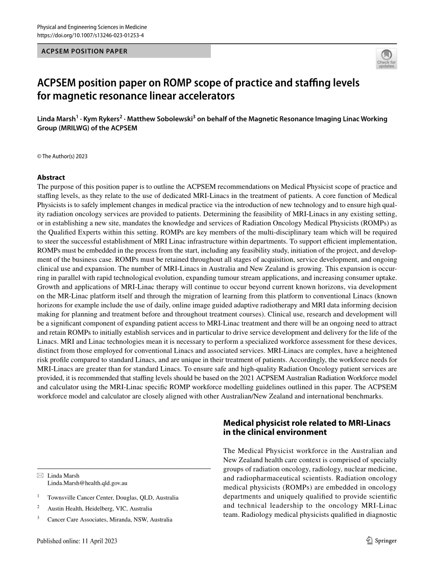 ACPSEM position paper: the safety of magnetic resonance imaging