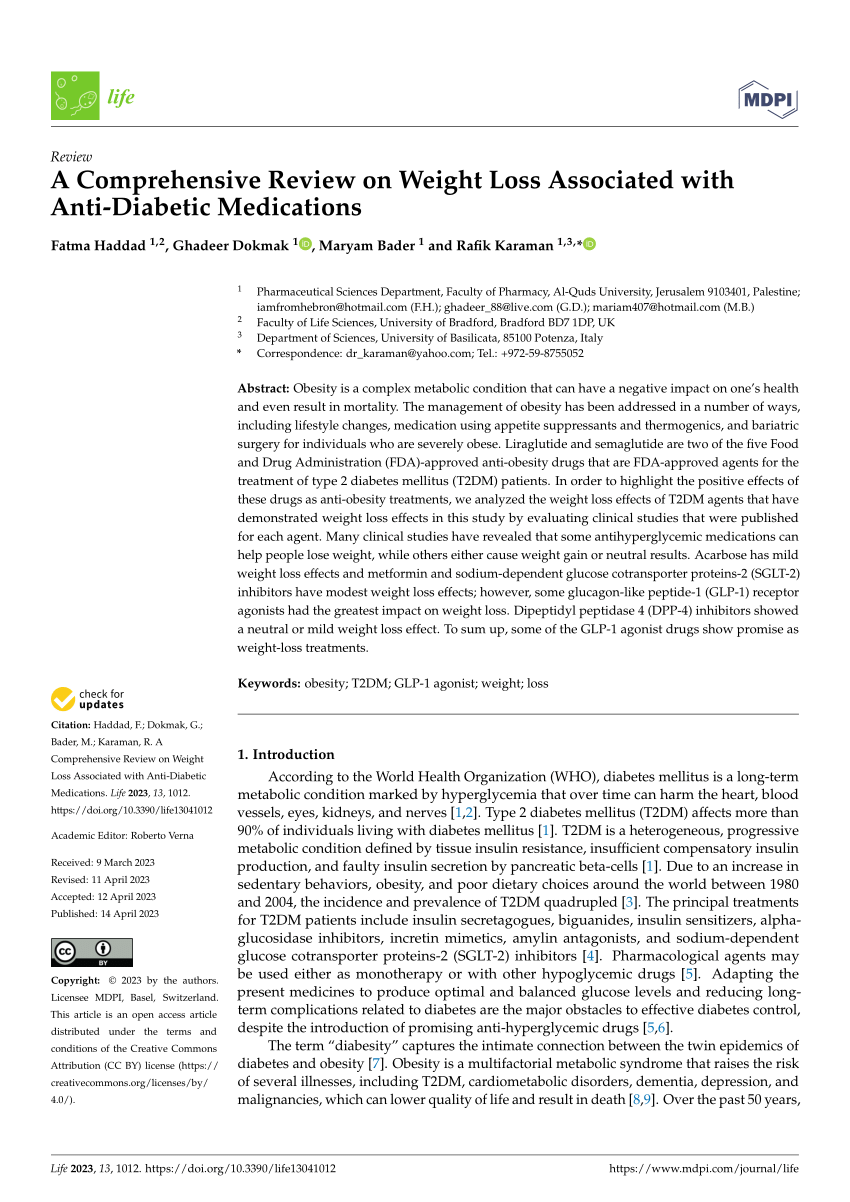 PDF A Comprehensive Review on Weight Loss Associated with Anti