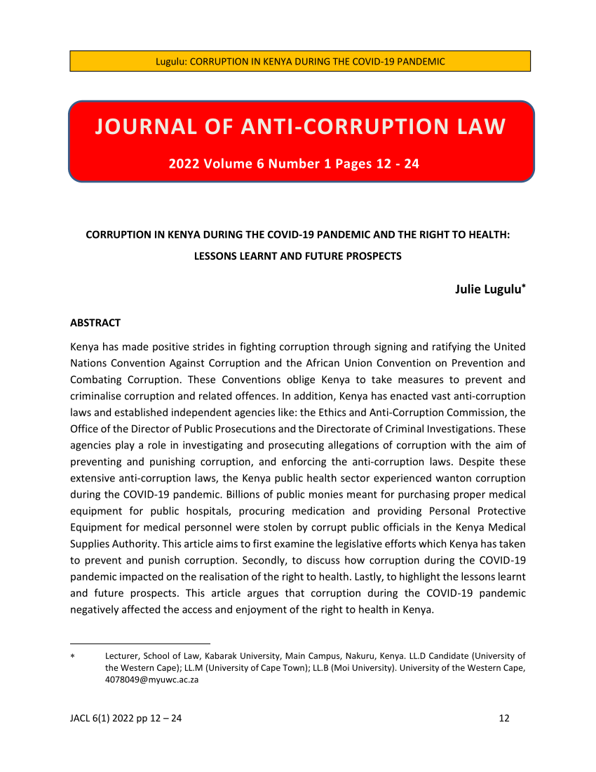 research proposal on corruption in kenya