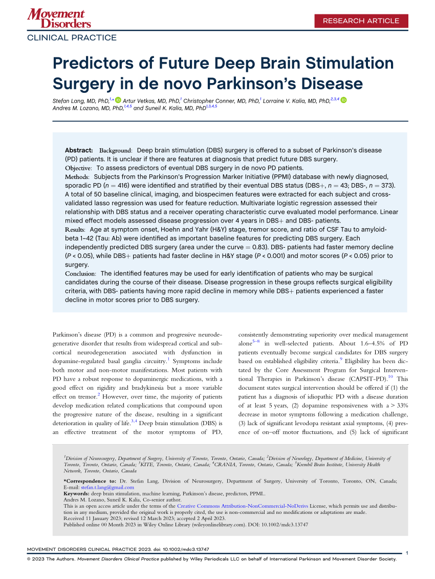 Parkinsonisms - 2023 - Movement Disorders - Wiley Online Library