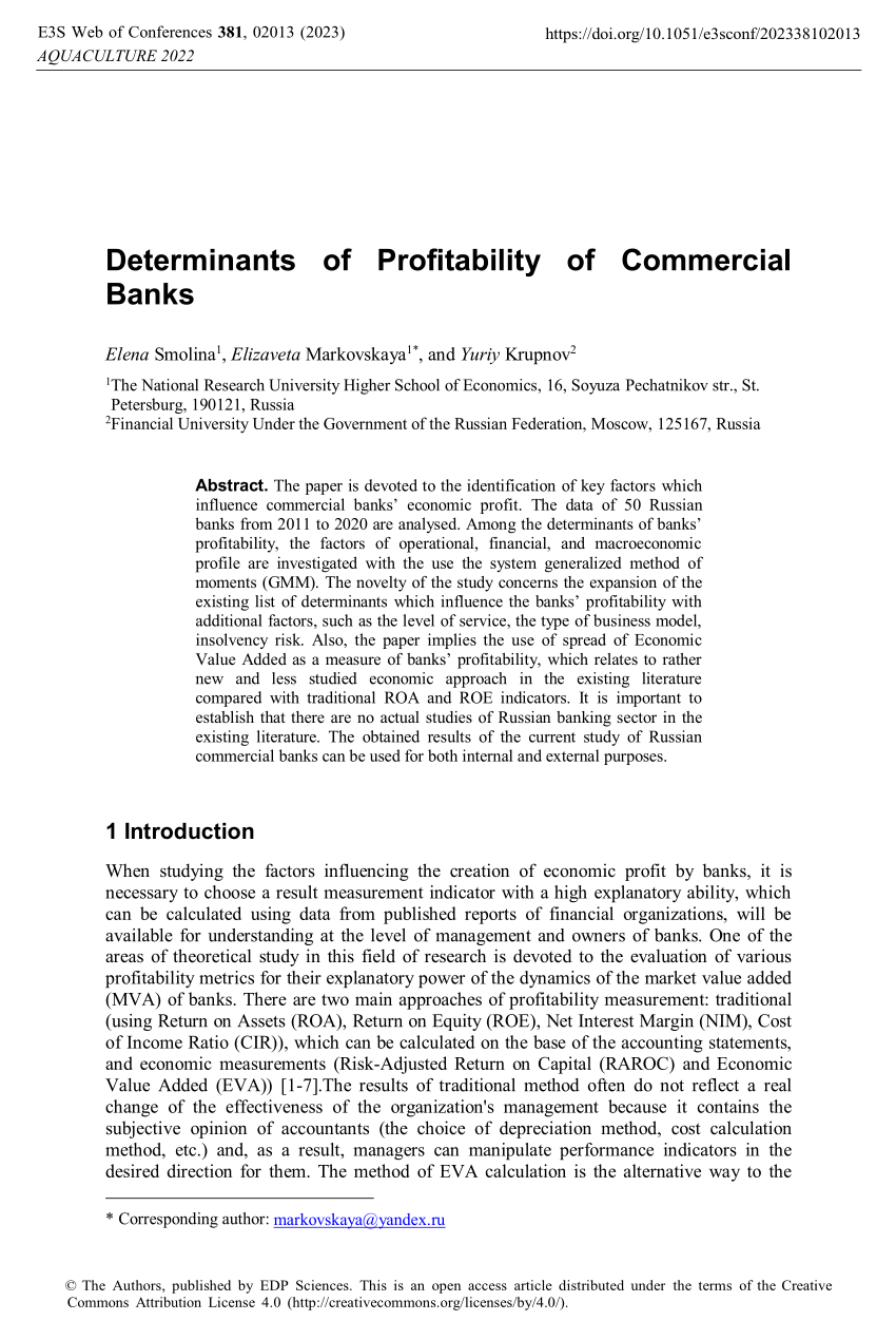 research paper on profitability of banks