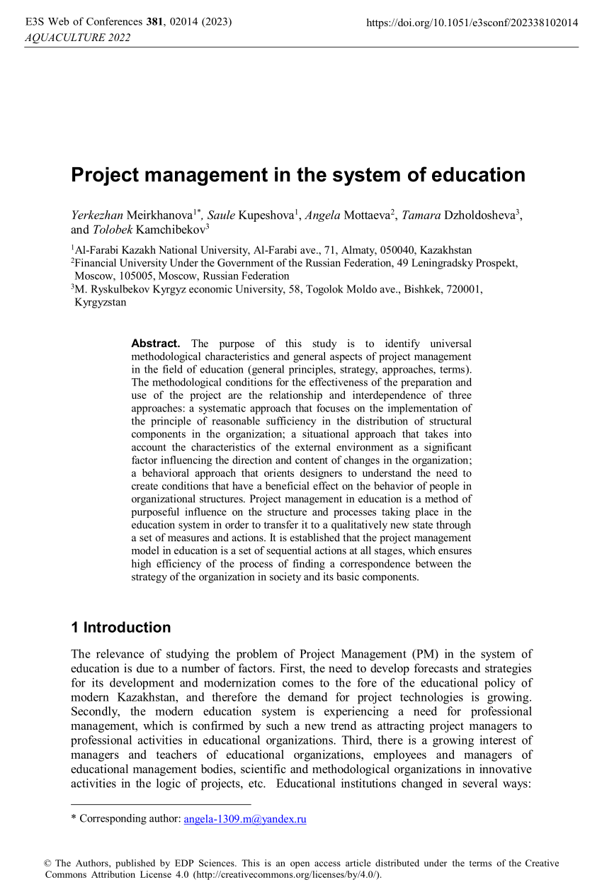 education project management pdf