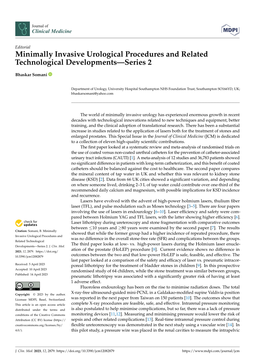 Pdf Minimally Invasive Urological Procedures And Related Technological Developments—series 2 1714