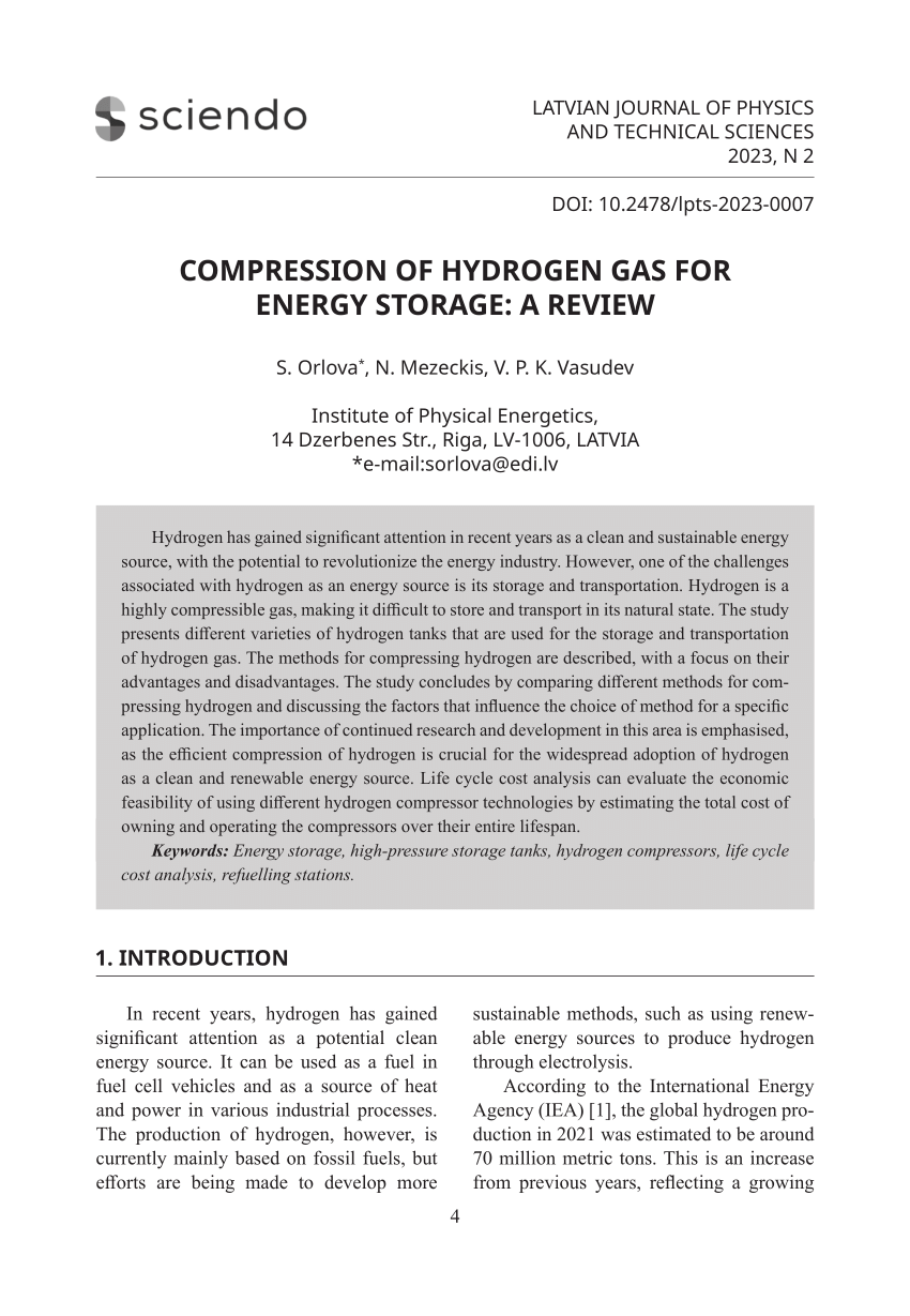 Hydrogen Compression - Hiperbaric