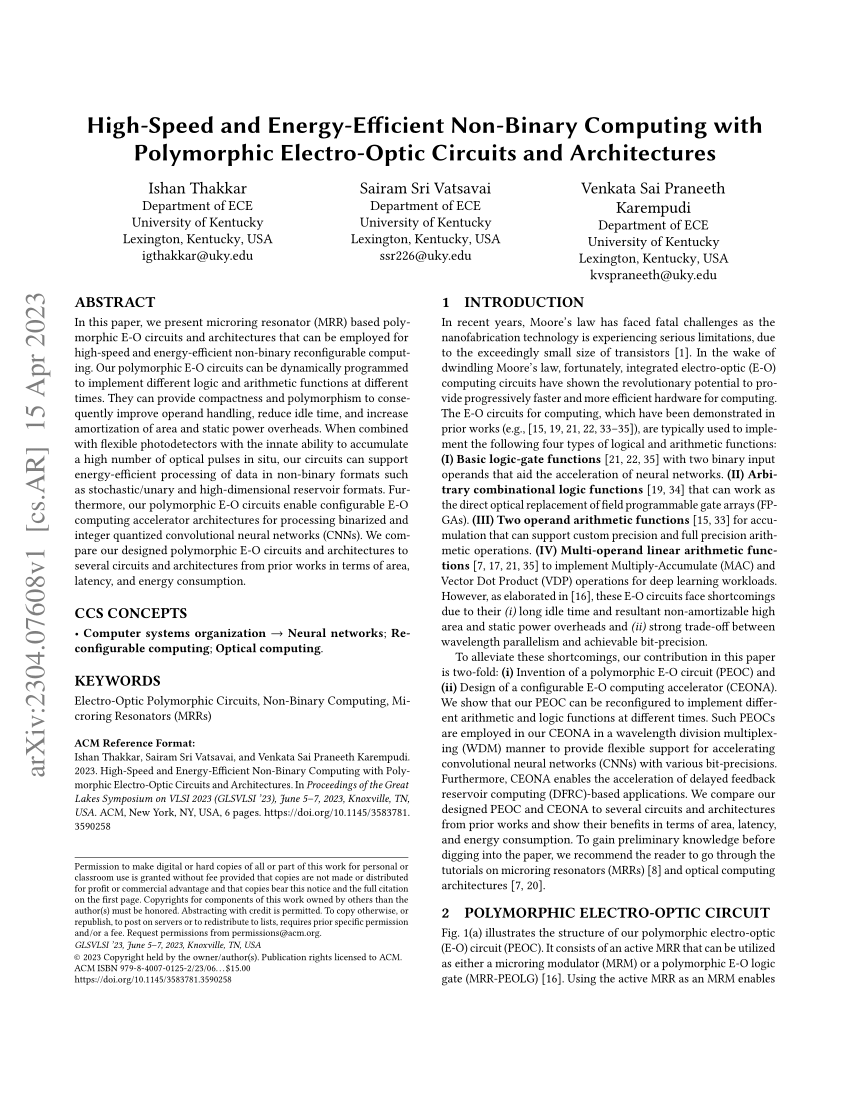 (PDF) HighSpeed and EnergyEfficient NonBinary Computing with