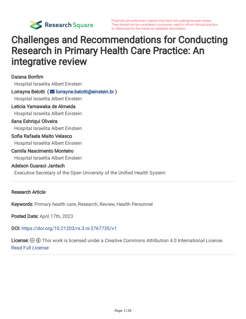 research primary care review