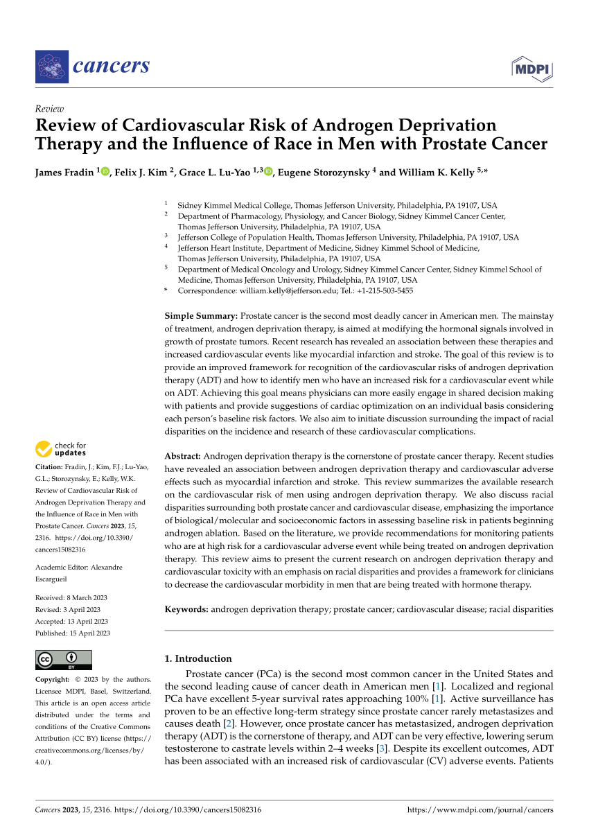 Pdf Review Of Cardiovascular Risk Of Androgen Deprivation Therapy And The Influence Of Race In 1047