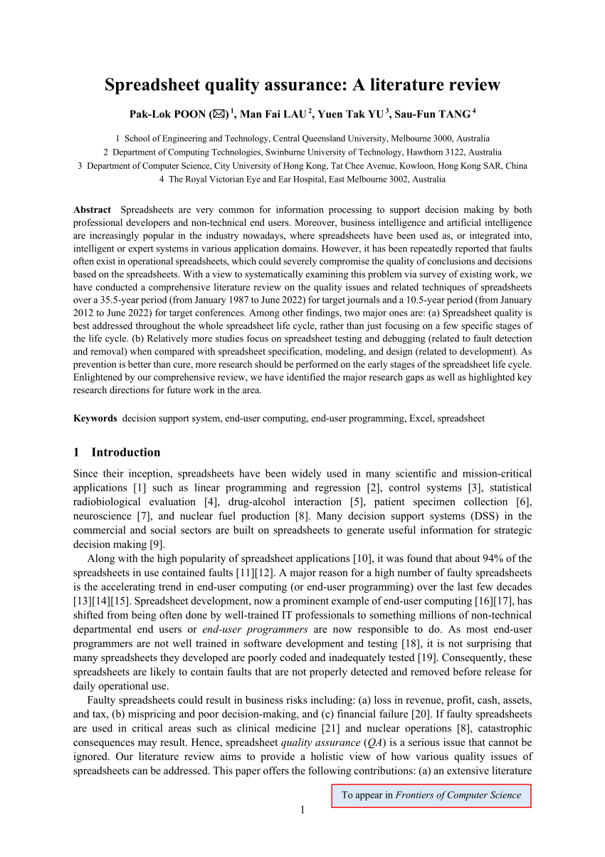 research paper on quality assurance