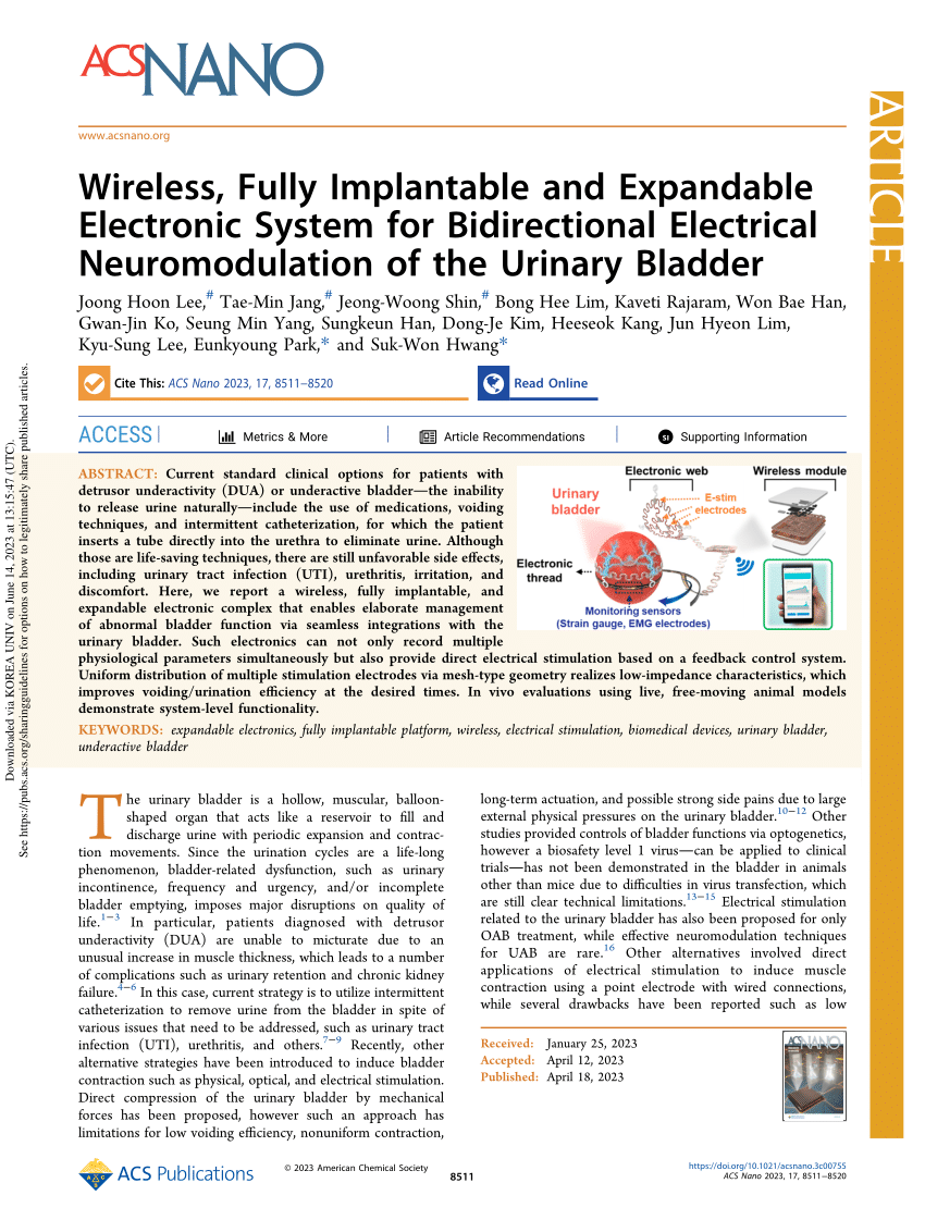 Wireless, Fully Implantable and Expandable Electronic System for  Bidirectional Electrical Neuromodulation of the Urinary Bladder