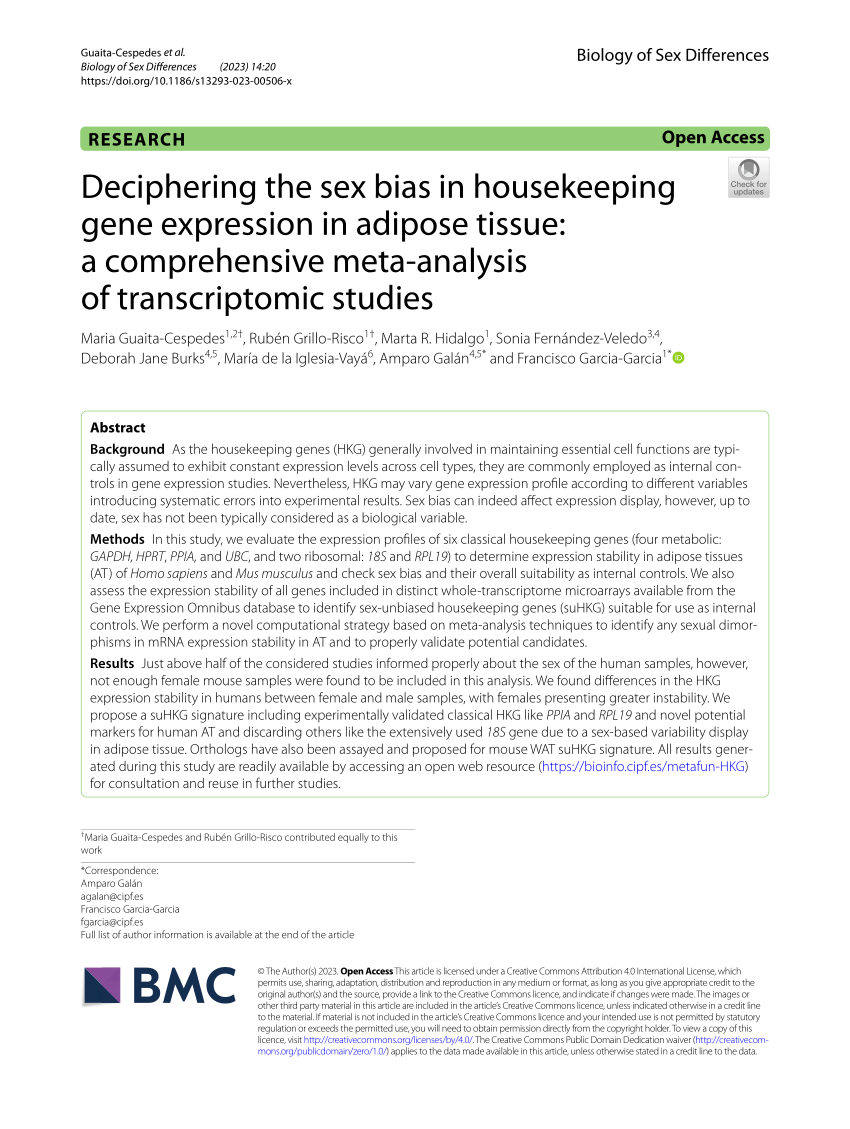 Pdf Deciphering The Sex Bias In Housekeeping Gene Expression In Adipose Tissue A 3205