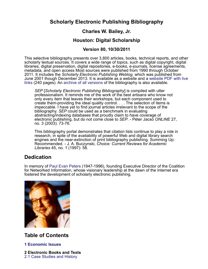 PDF) Scholarly Electronic Publishing Bibliography, Version 80