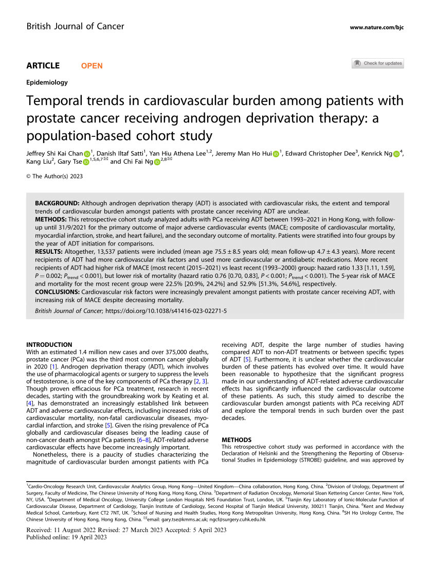 Pdf Temporal Trends In Cardiovascular Burden Among Patients With Prostate Cancer Receiving 7564
