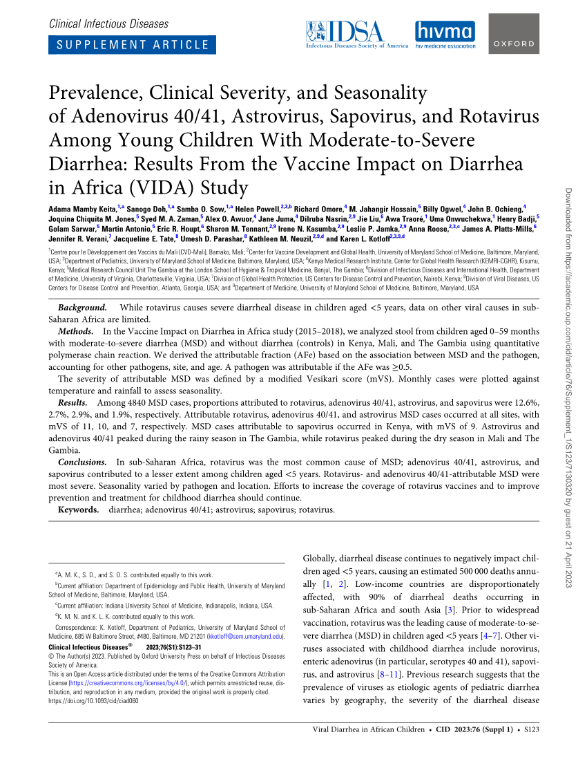 (PDF) Prevalence, Clinical Severity, and Seasonality of Adenovirus 40/ ...