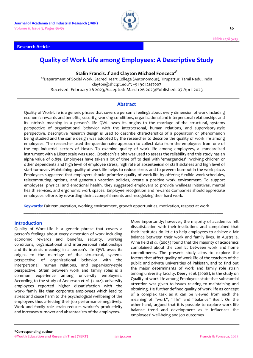 quality of work life case study