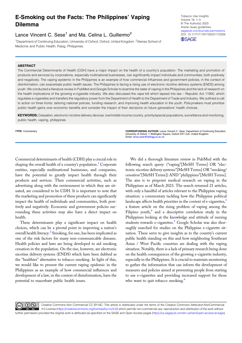 PDF E Smoking out the Facts The Philippines Vaping Dilemma